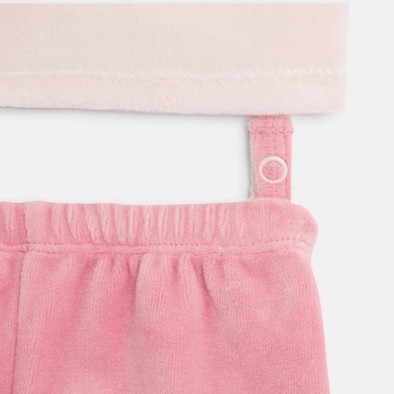 Pyjama velours écureuil rose bébé fille