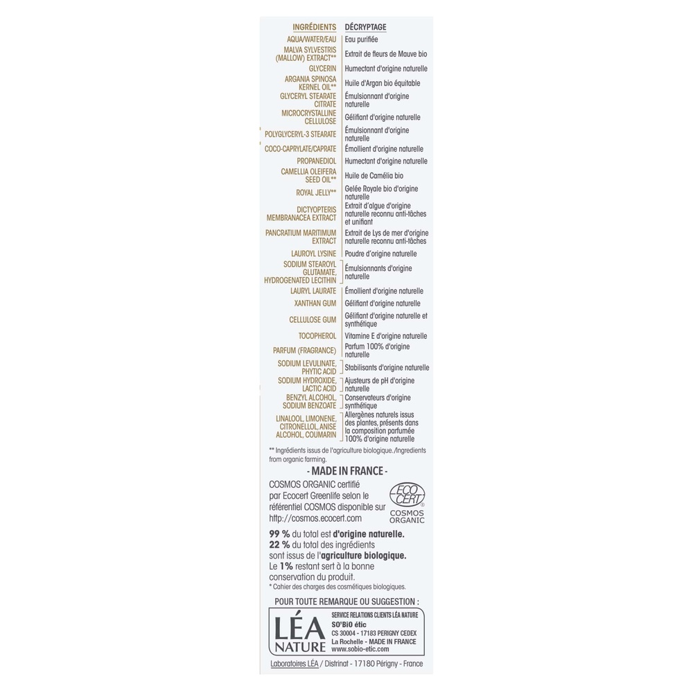 LÉA NATURE SO BiO étic Concentré éclat anti-taches, Précieux Argan Peaux Matures Concentré éclat