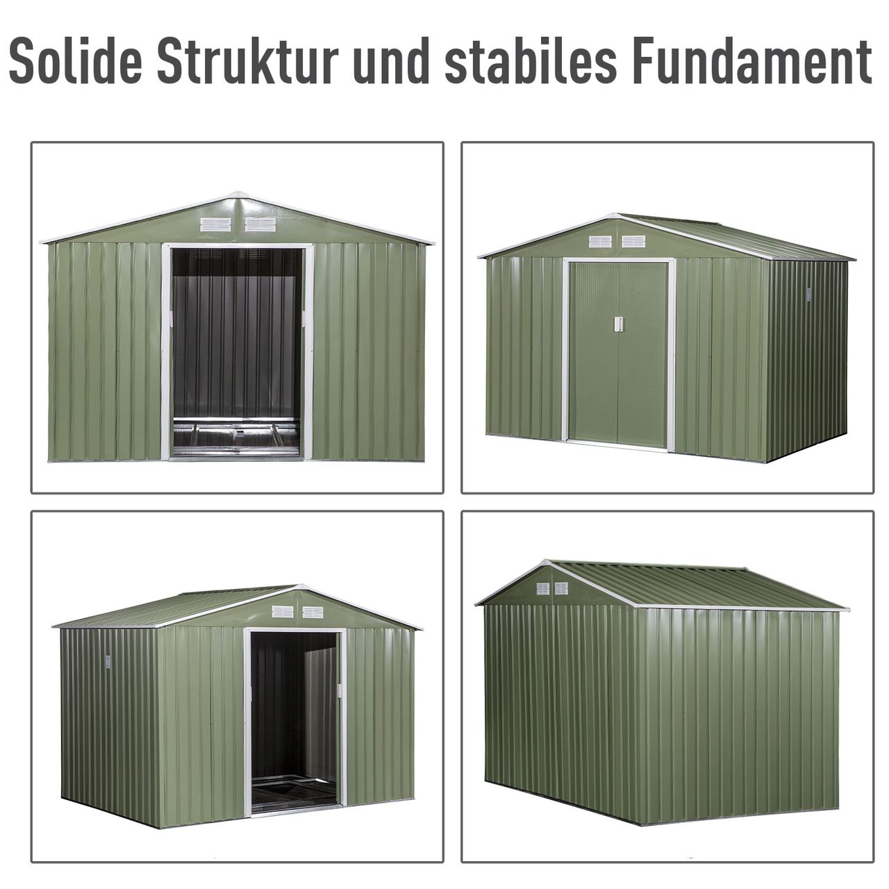 Outsunny Gerätehaus Geräteschuppen Gartenhaus Hellgrün 277 x 195 x 192 cm