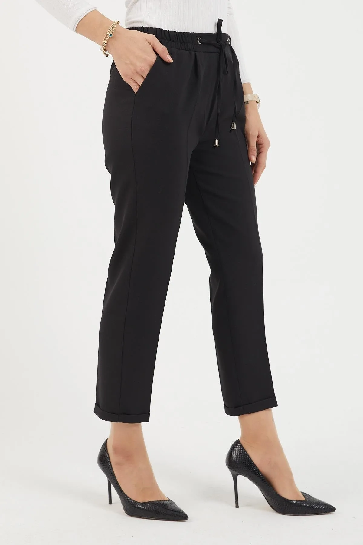 Modamihram  Hose mit elastischem Bund und doppeltem Bein, Schwarz 12211