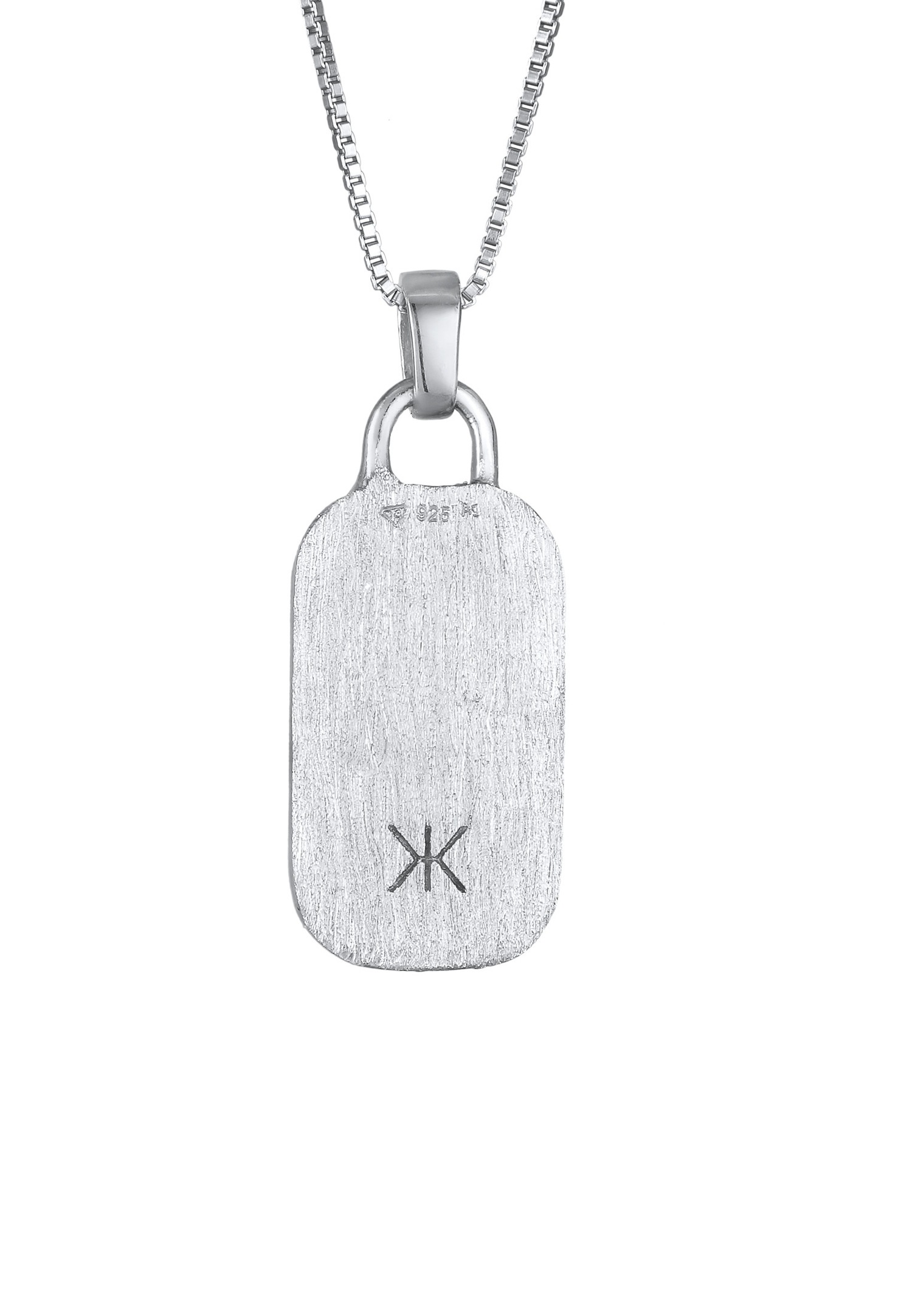 Pendentif pour homme KUZZOI avec motif de plaque militaire martelée en argent sterling 925
