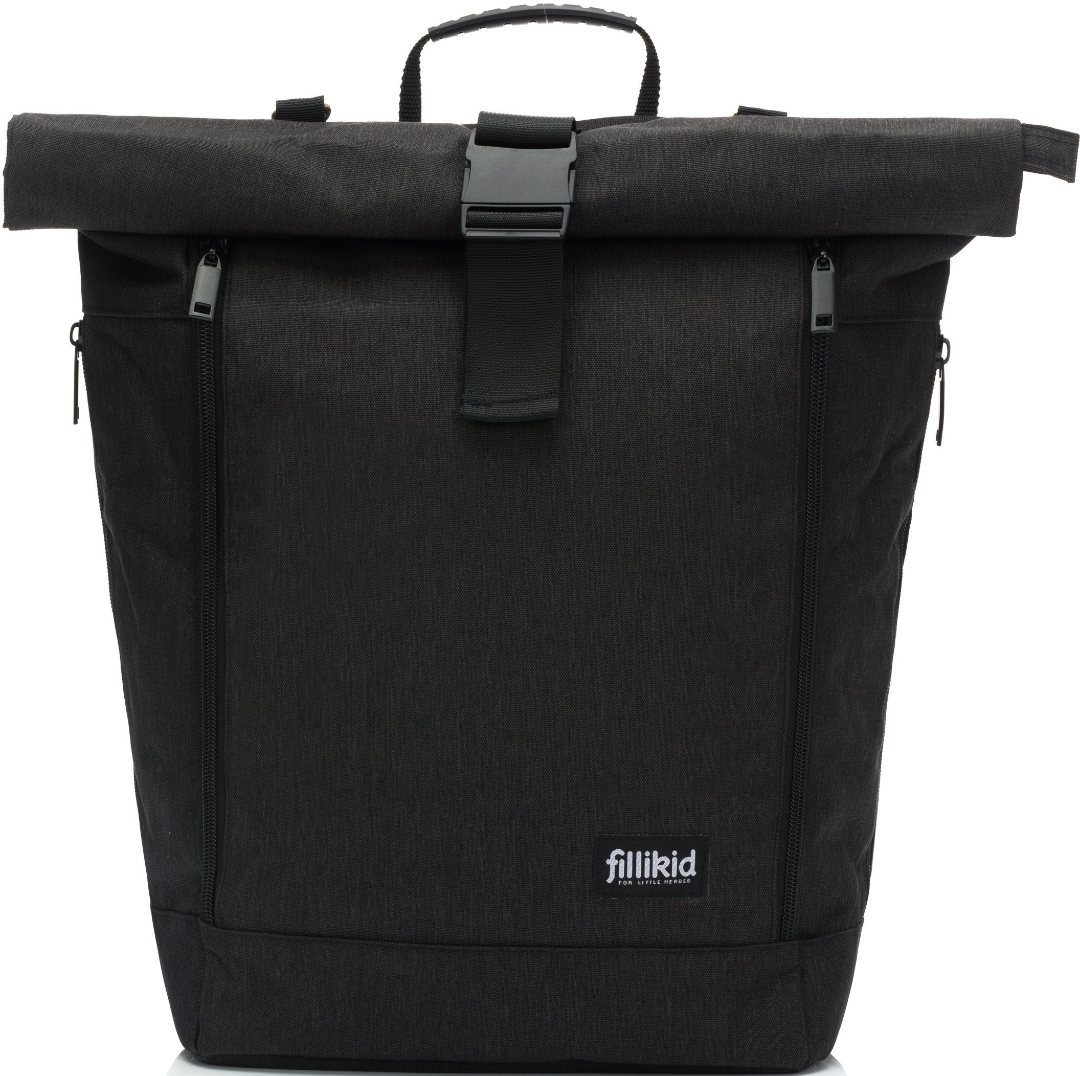 Fillikid Wickelrucksack Dublin, schwarz, mit Wickelauflage