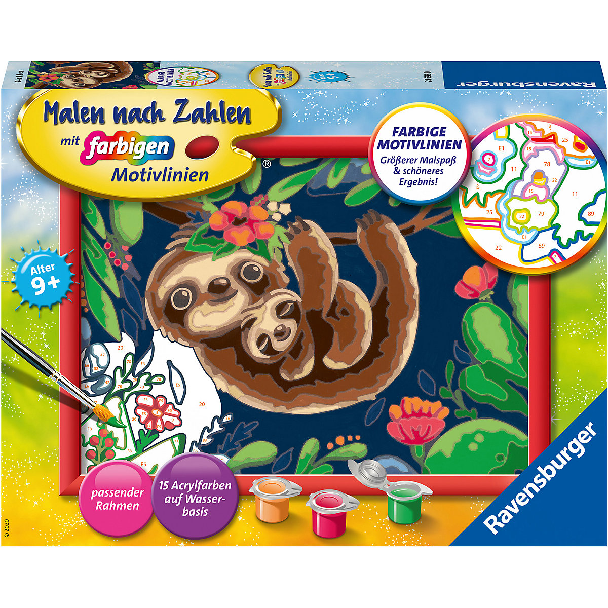 Malen nach Zahlen - Niedliche Faultiere