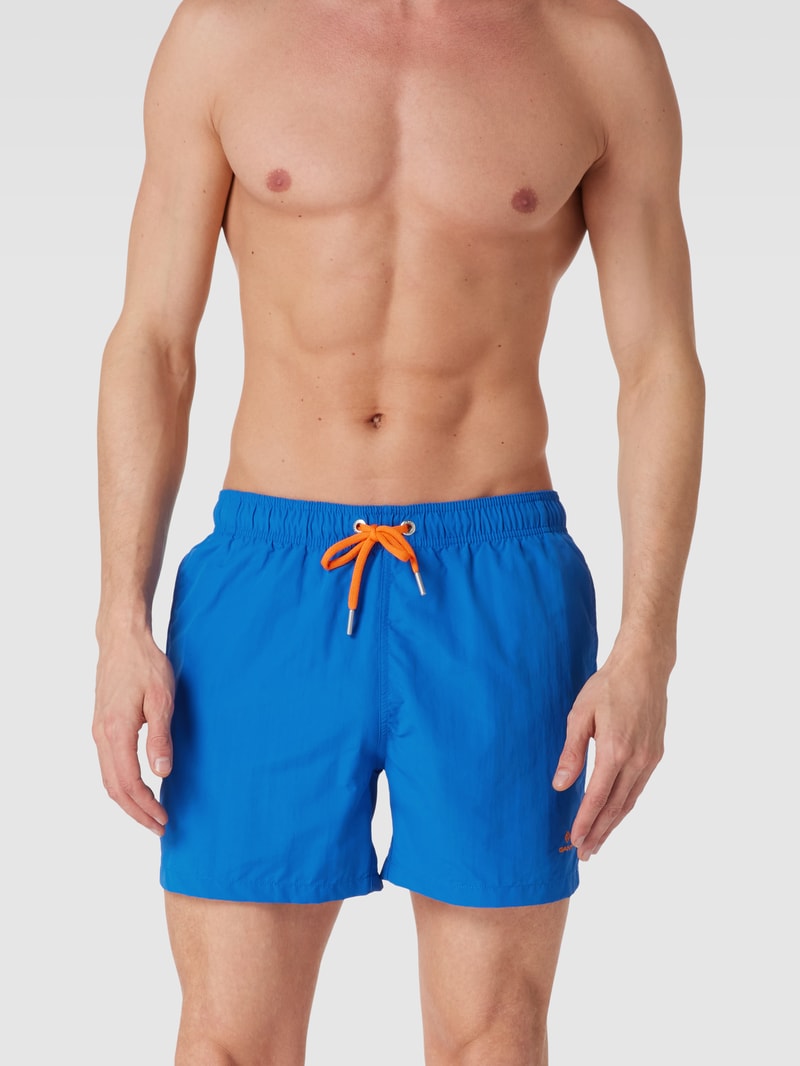 Badehose mit Label-Stitching in royalblau