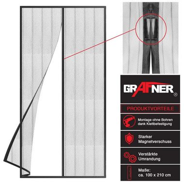 Grafner Insektenschutz-Vorhang Insektenschutzgitter magnetisch Tür Fliegengitter, Maße: ca. 100 x 210 cm