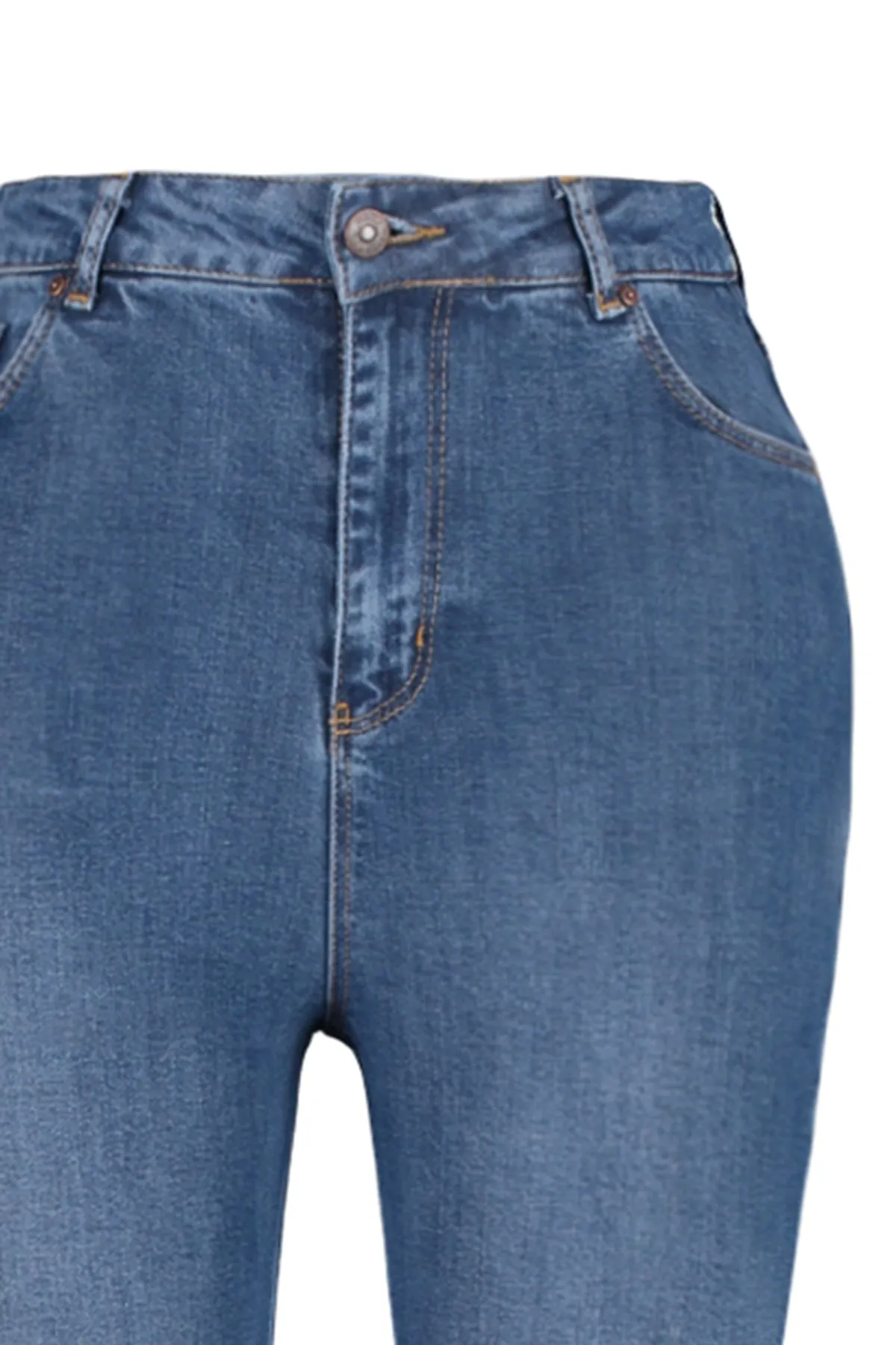 Trendyol Curve  Blaue High Waist Destroy Detaillierte Stretch-Skinny-Jeans TBBSS23CJ00012