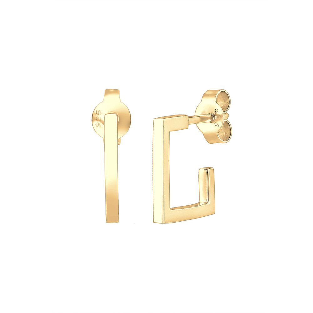 Elli Elli Boucles d'Oreilles Creole Geo Viereck 925 Sterling Silber Boucles d'oreilles