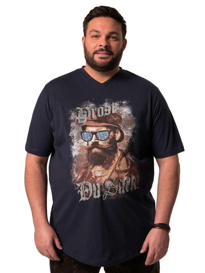 Men Plus Kurzarm T-Shirt in navy blau günstig kaufen