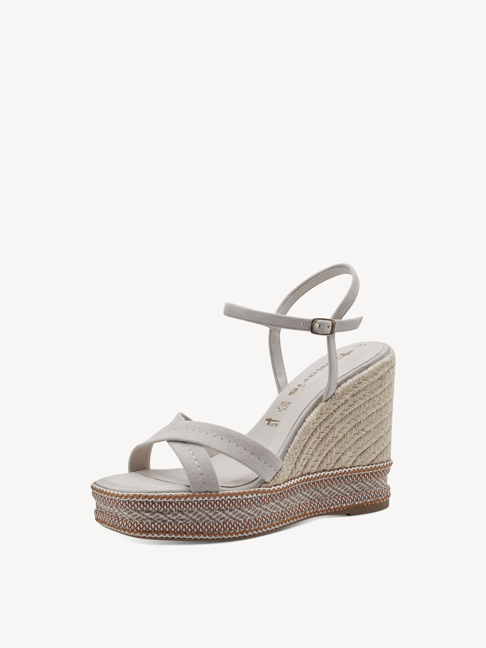 Sandale à talon en cuir - beige
