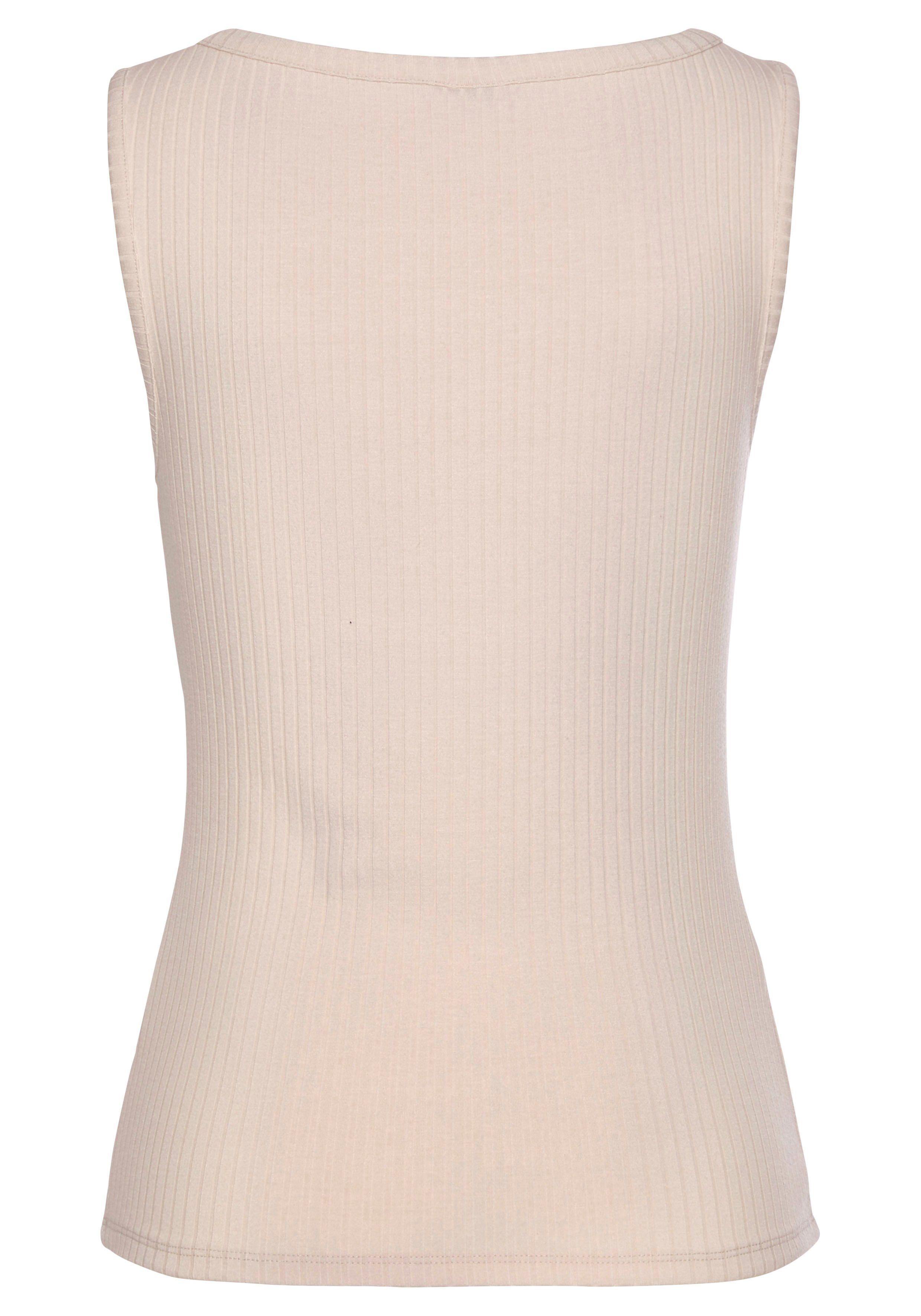 LASCANA Ripptanktop mit Zierknöpfen