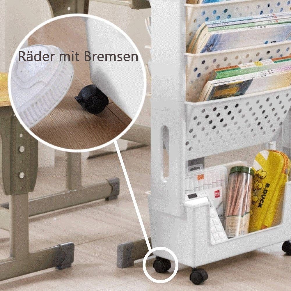 Creliv Bücherregal Rollregal, Schulanfang, Lernpartner für Arbeitzimmer, Leichtes Bewegen, flexible Anordnung