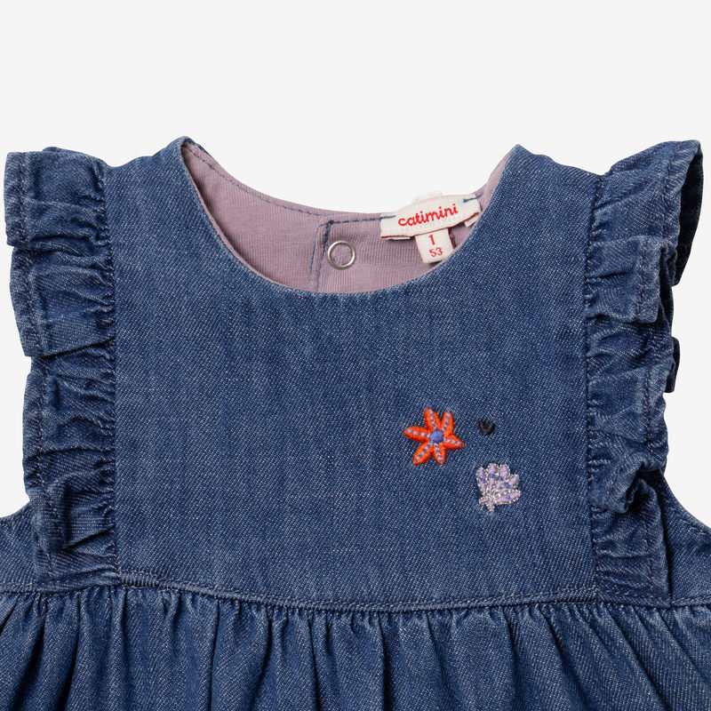 Combi longue jean bébé fille brodée bleu Catimini