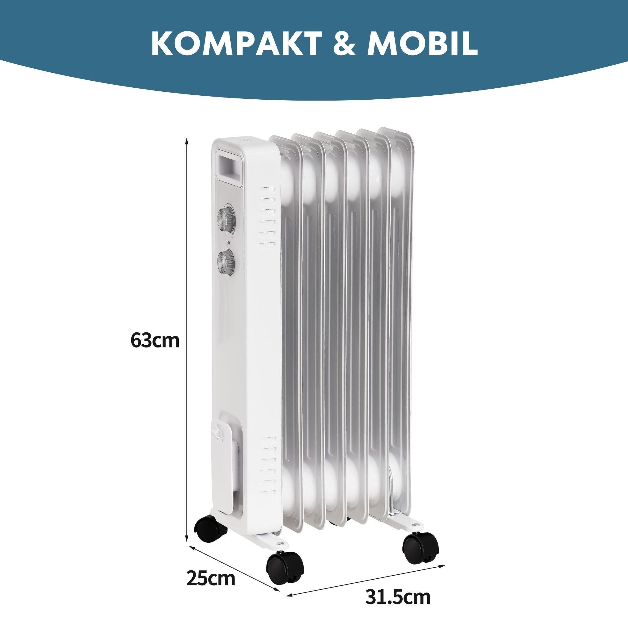 Stahlmann Heizgerät STAHLMANN Radiator Elektroheizung ZR201, 1500 W, Heizung Elektrisch mit Thermostat und 3 Heizstufen, Heizgerät