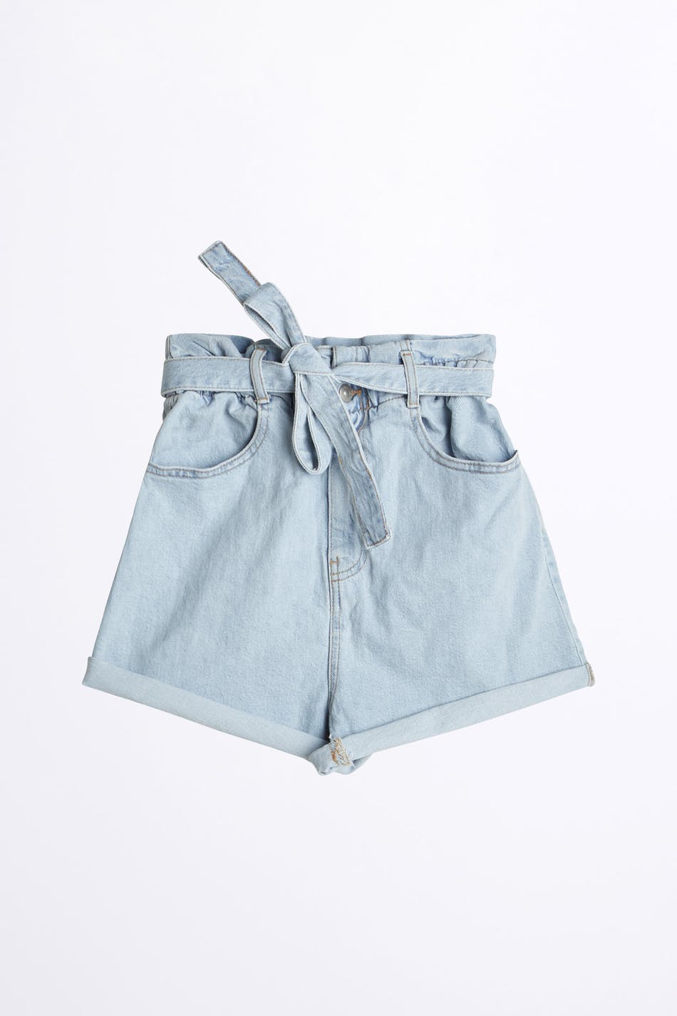 Paperbag denim shorts