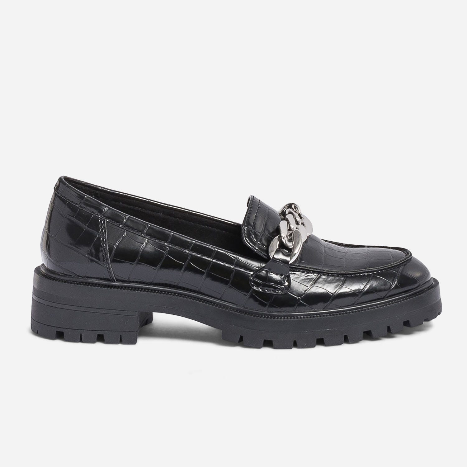 Mocassin TEXTO noir embossé croco