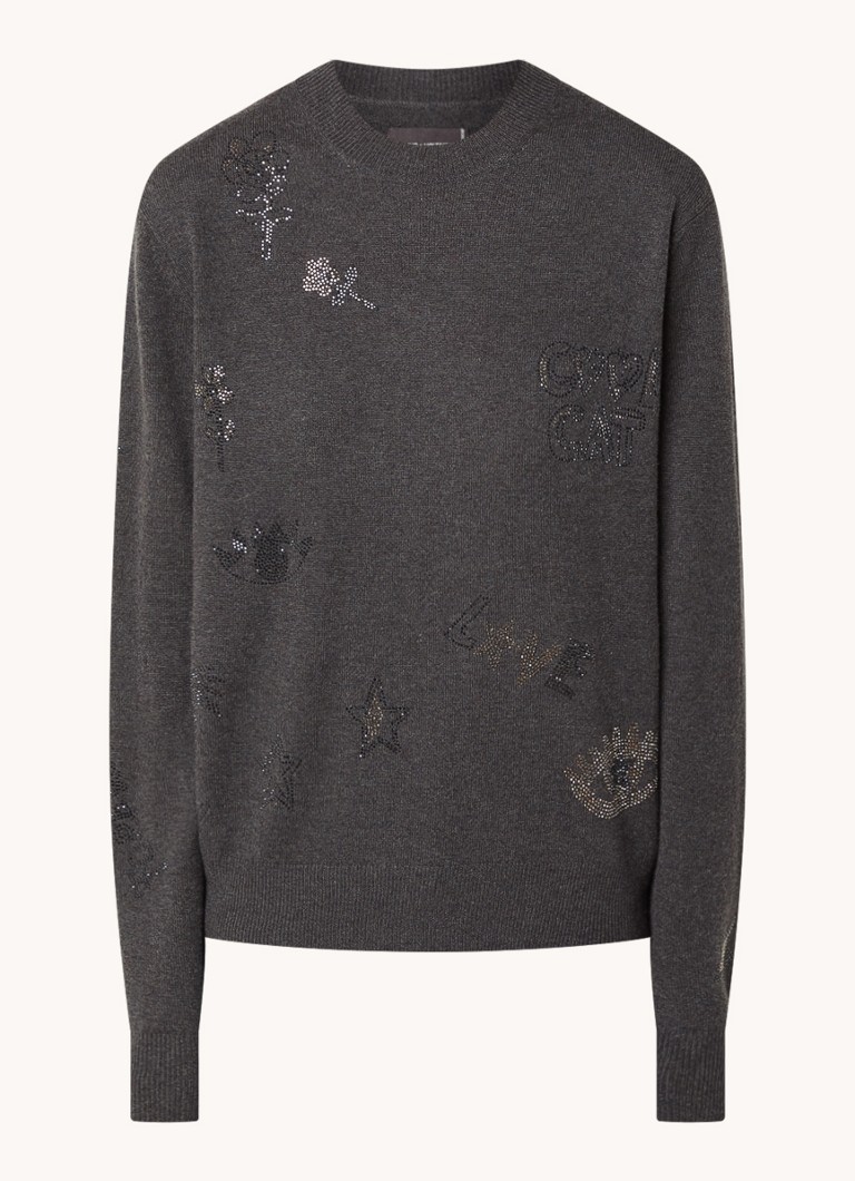 Zadig&Voltaire Pravis fine-knit pullover in cashmere blend with rhinestones