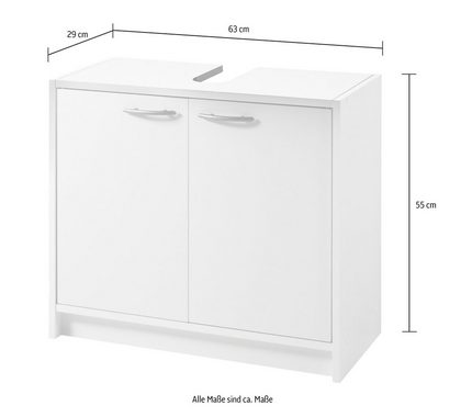 BASIC by Balculina Waschbeckenunterschrank Smash Badschrank Unterschrank WBU (1-St) weiß matt mit Breite 63 cm, Badezimmerschrank mit 2 Türen