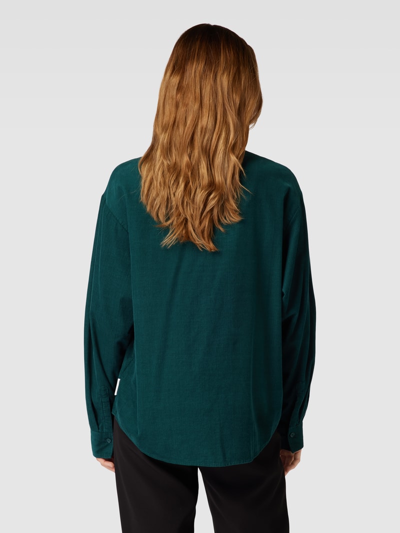 Hemdbluse mit Stehkragen in dunkelgrün