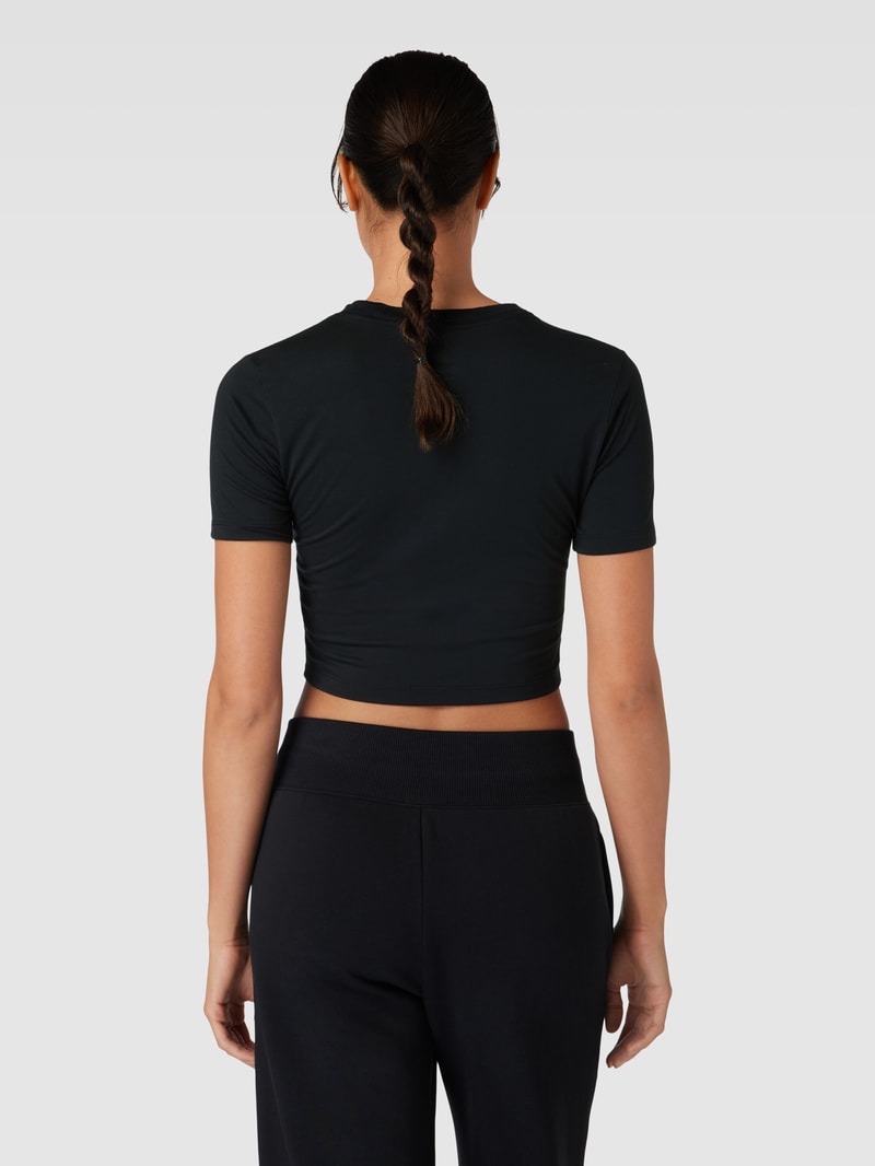 Crop Top mit Logo-Stitching in schwarz
