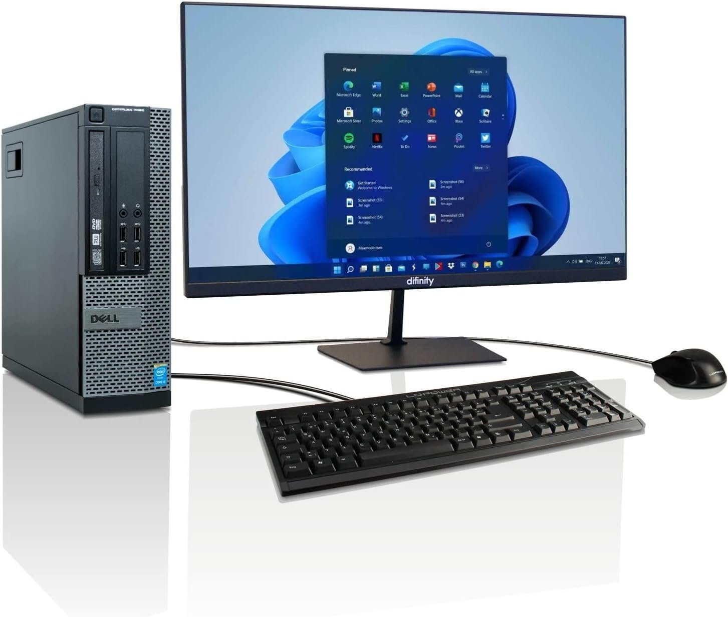 Shinobee i7 Business Windows Computer mit Monitor All in One Office Home Business-PC (Intel Core i7 4770, Intel UHD Graphics, DirectX 12, 16 GB RAM, 512 GB SSD, Luftkühlung, 2 Monitor Anschlüsse,Multimedia Workstation,Business,Intel)