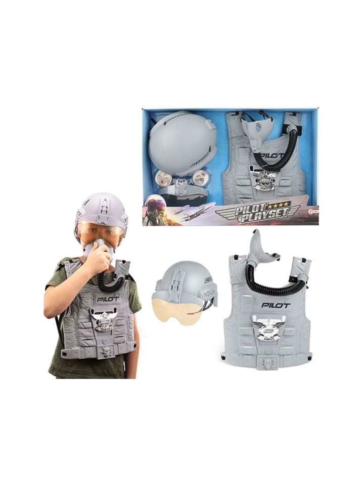Toi-Toys Verkleidungsset Kampfpilot, mit Helm und Weste Kostüm Kinder in grau günstig kaufen onesize