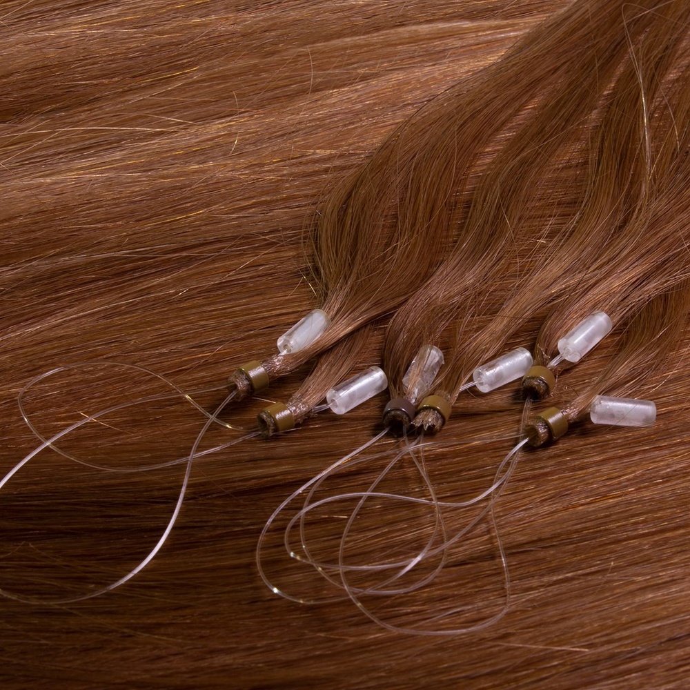 hair2heart Extensions à froid Microring Premium cheveux naturels #8 Marron clair 0.5g extensions