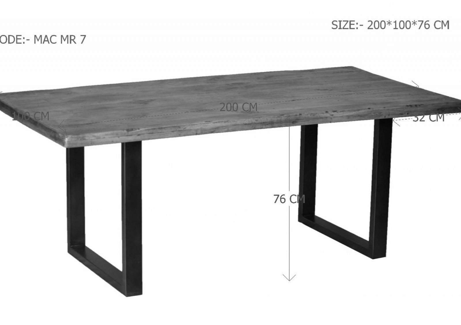 Massivmoebel24 Esstisch Esstisch Mango 160x90x76 grau lackiert RAILWAY #208