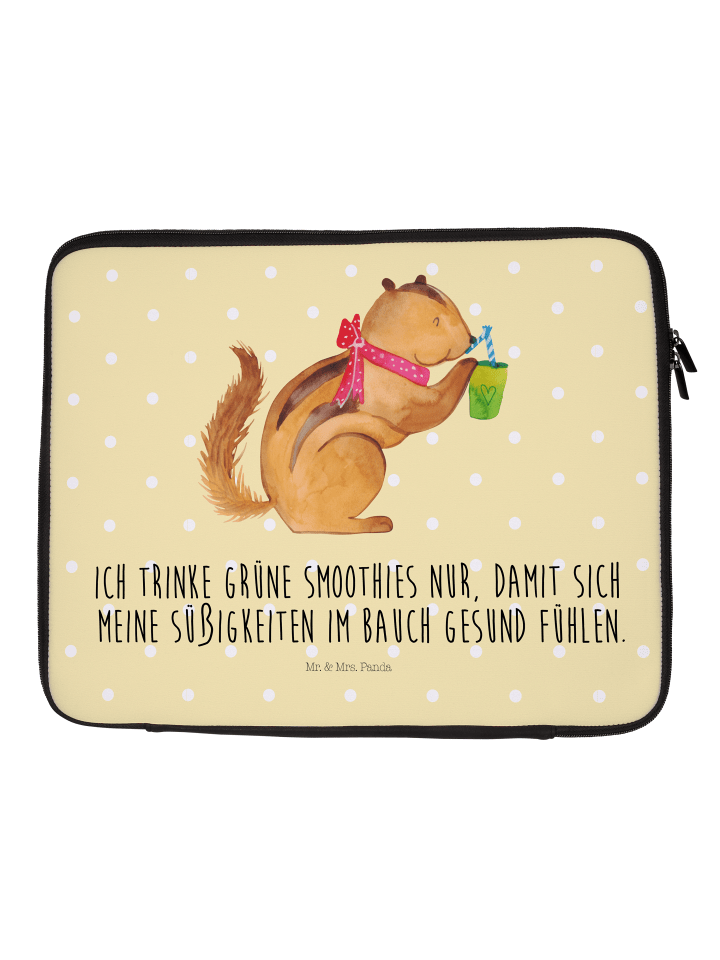 Mr. & Mrs. Panda Notebook Tasche Eichhörnchen Smoothie mit Spruch in Gelb Pastell günstig kaufen onesize