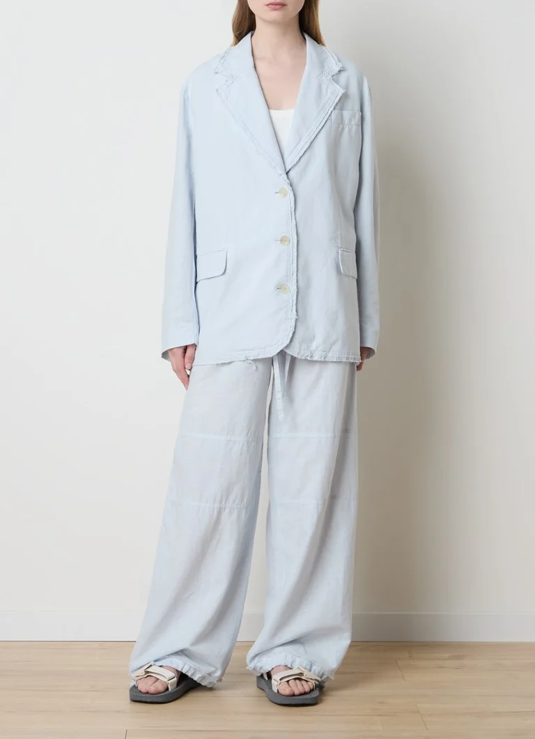 Ψηλόμεσο παντελόνι Acne Studios με φαρδιά γραμμή και λινό ύφασμα