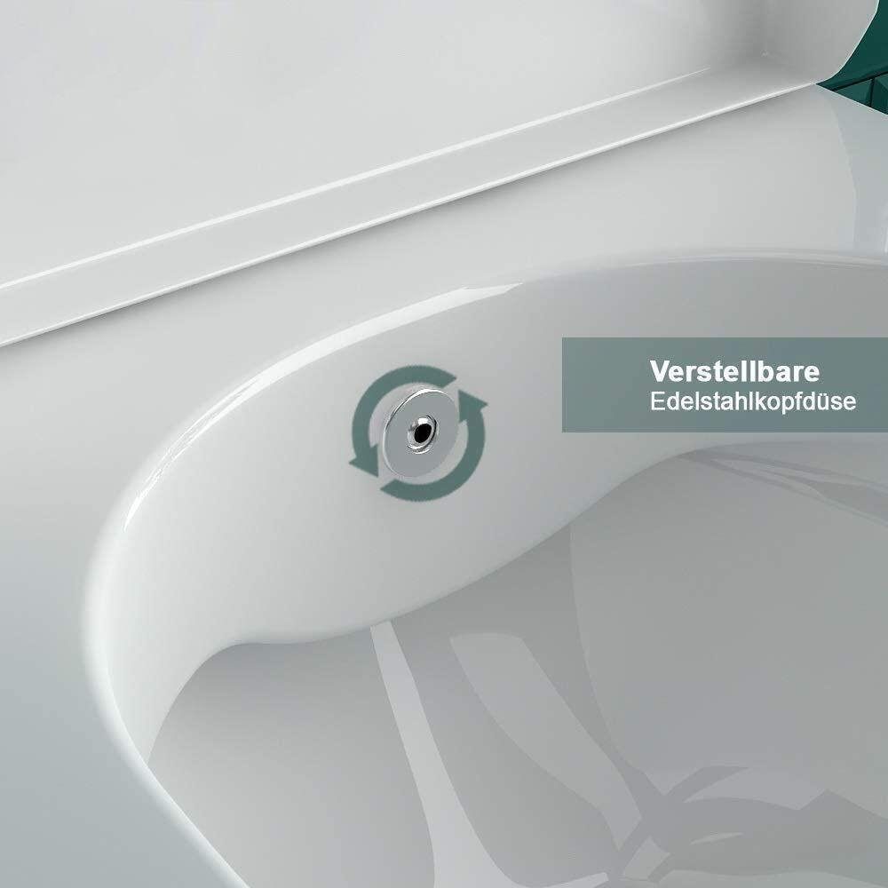 Alpenberger Dusch-WC - Taharet WC mit WC Sitz mit Absenkautomaik, Toilette Wandmontage, Abgang Waagerecht, Wand WC Set Made in Europa, Hänge WC Spülrandlos WC mit Bidet Funktion - Passend Geberit