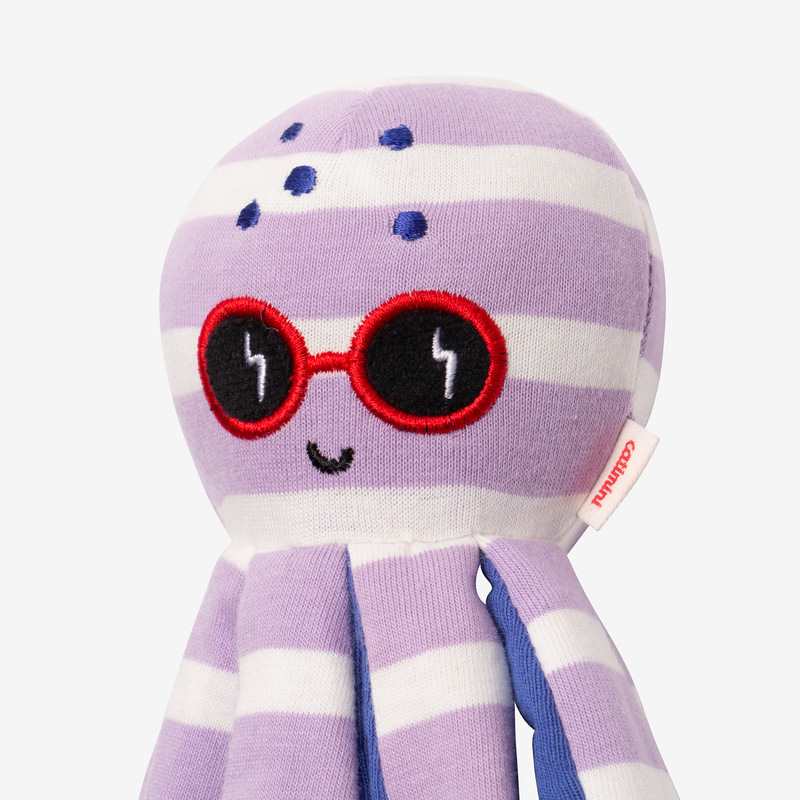 Doudou pieuvre bébé rayé violet Catimini