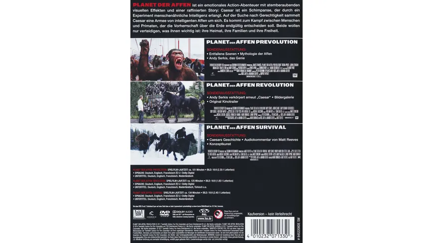 Planet der Affen Triologie [3 DVDs]