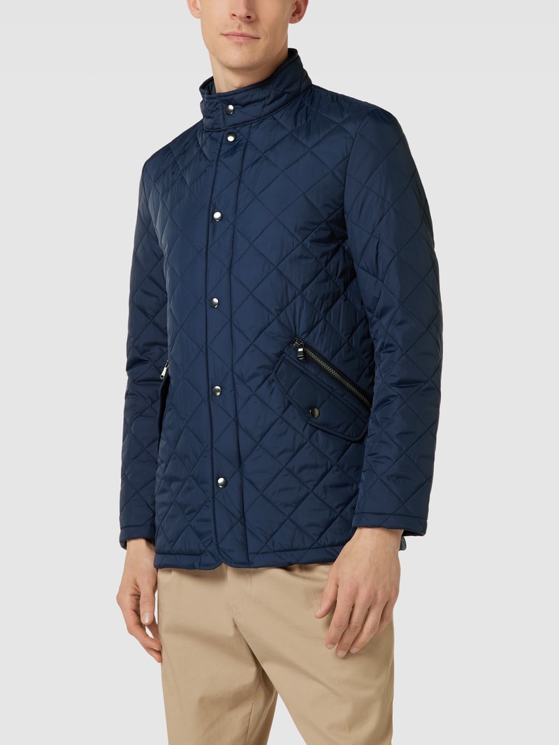 Steppjacke mit Stehkragen in marineblau