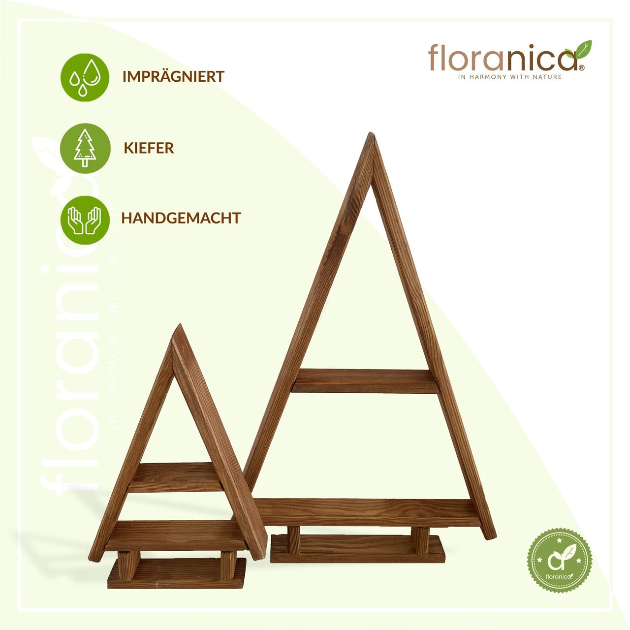 Pemicont Floranica Handgemacht  Holz Baum Weihnachtsbaum Tannenbaum - 2er-Set - Braun