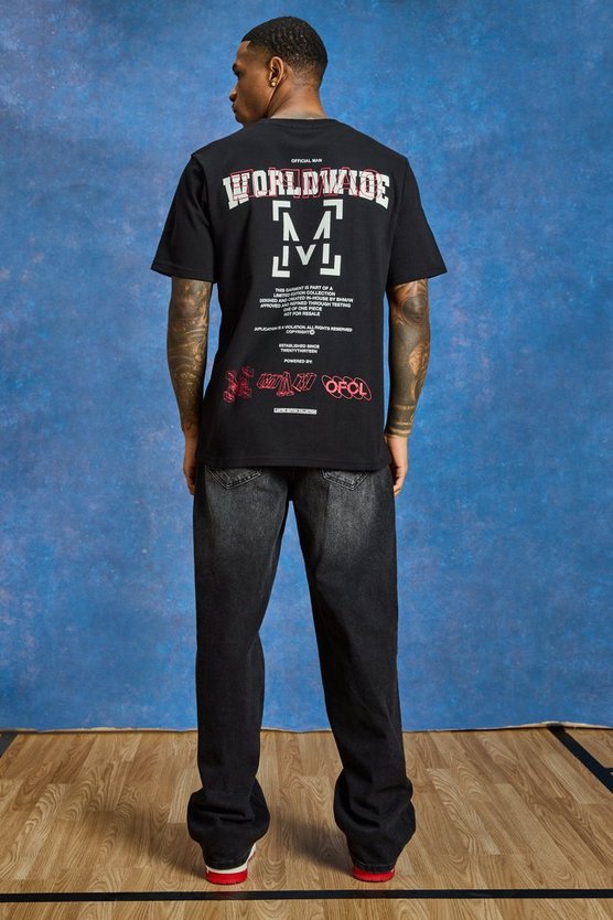 T-Shirt mit Worldwide-Slogan