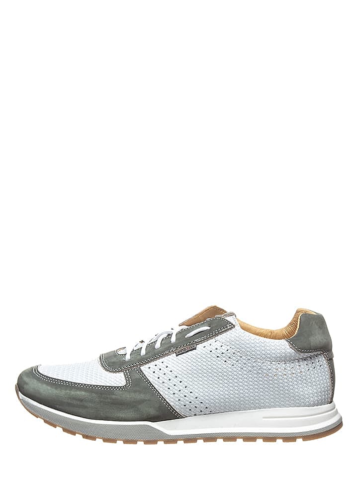 Otto Kern Leder-Sneakers in Weiß/ Oliv günstig kaufen 43