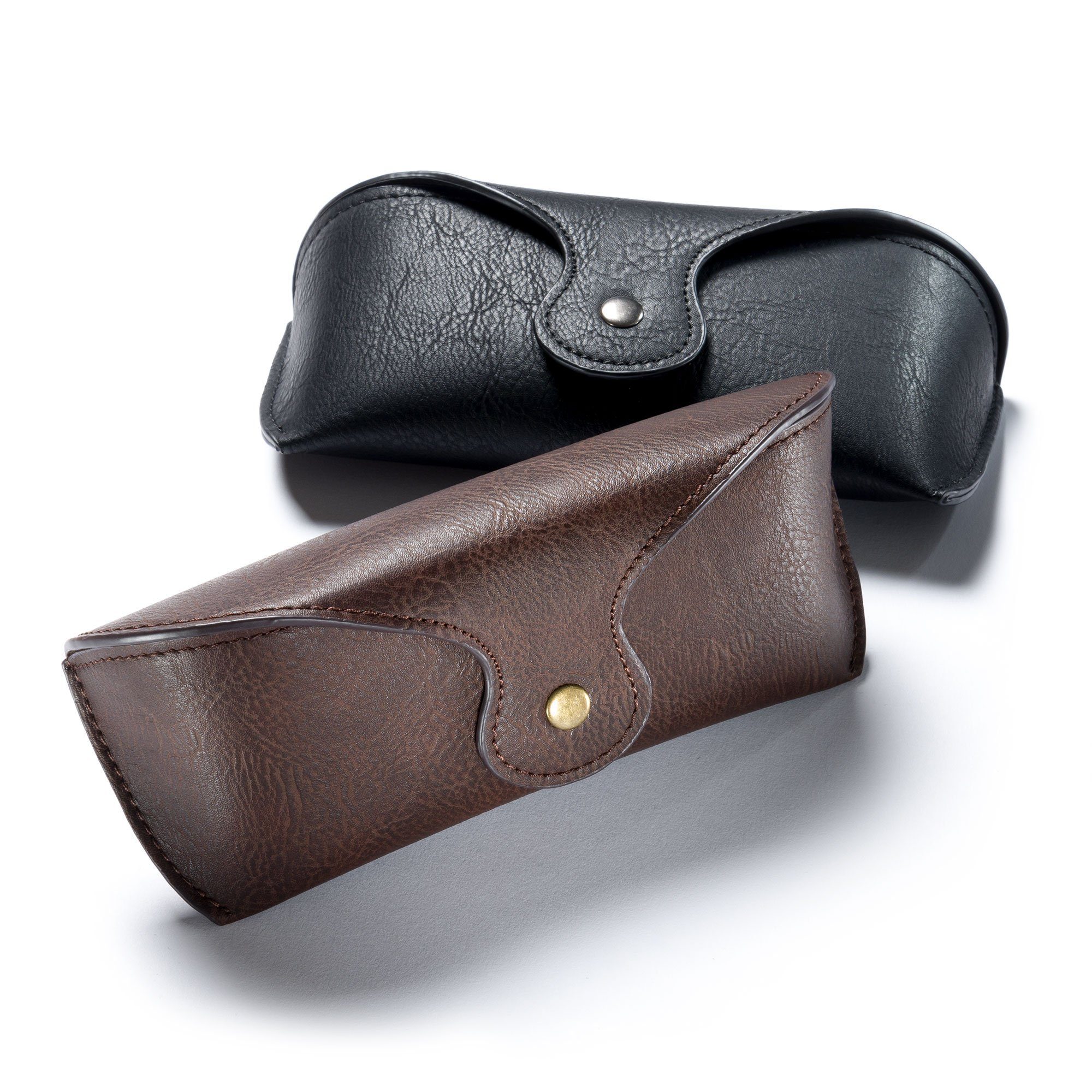 FEFI Brillenetui Großes, klassisches Sonnenbrillen Etui in Leder-Optik, inklusive Mikrofasertuch