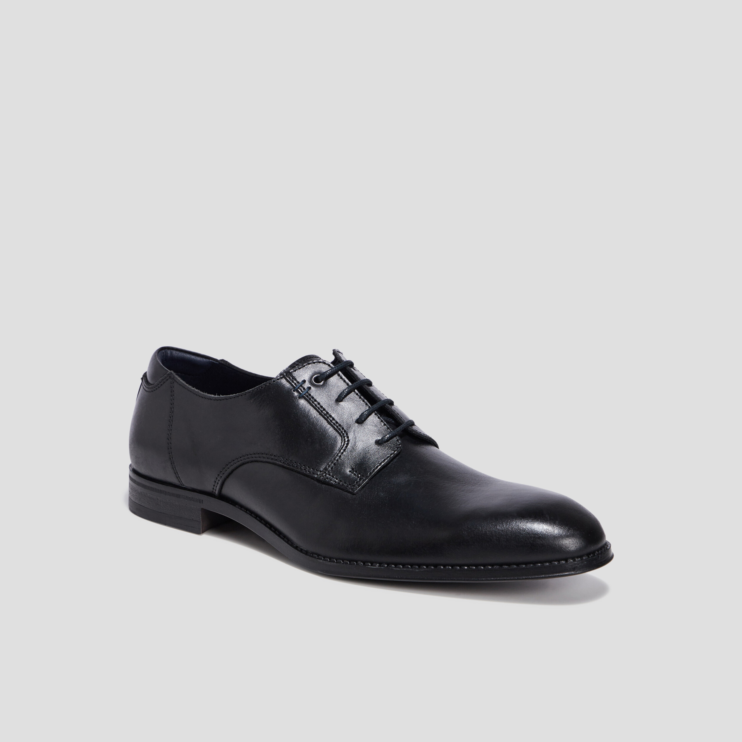 Derbies à lacets en cuir noir homme | La Halle