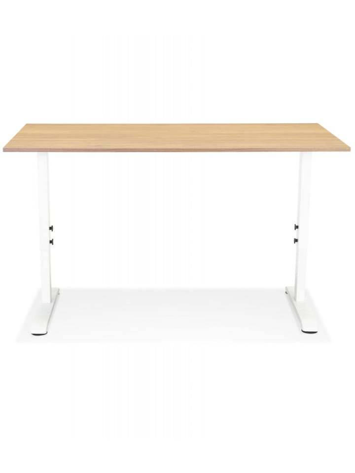 KADIMA DESIGN Höhenverstellbarer Schreibtisch aus Holz mit Metallgestell in Beige-Weiß günstig kaufen