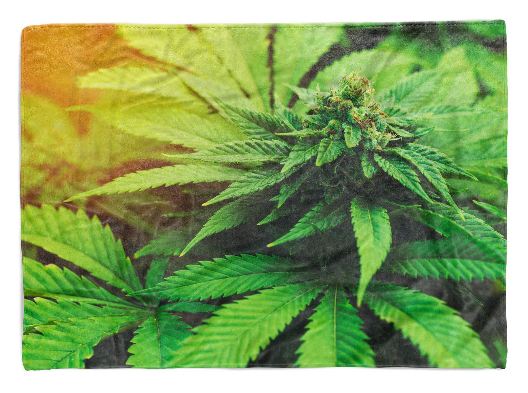 Sinus Art Handtücher Handtuch Strandhandtuch Saunatuch Kuscheldecke mit Fotomotiv Cannabis Hanf Blüt, Baumwolle-Polyester-Mix (1-St), Handtuch