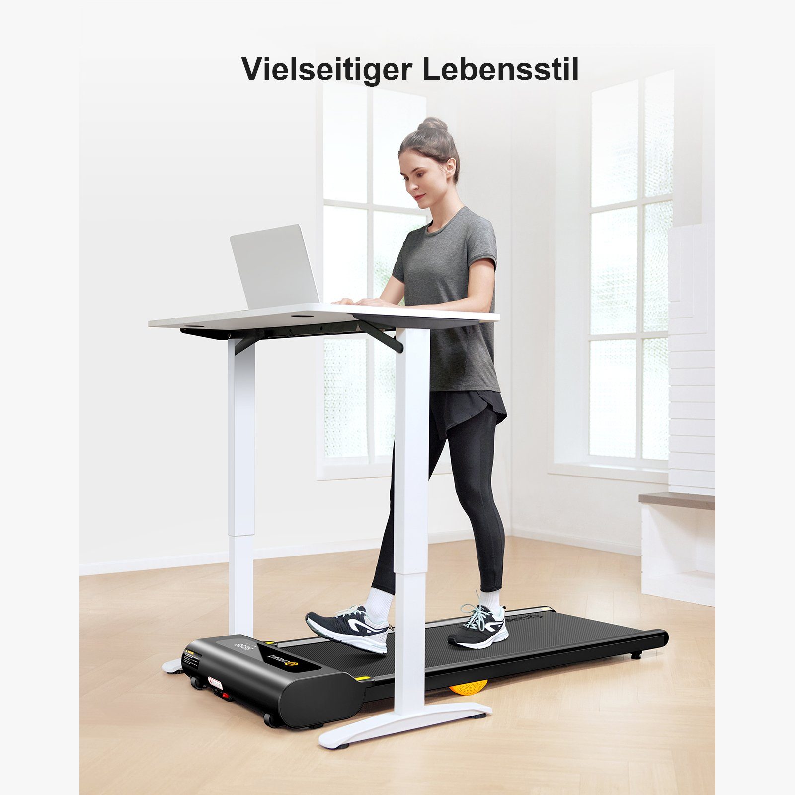 OKWISH Laufband Profi Elektrisches Laufband Fitness Treadmill Sports Zuhause 1-6 km/h (8 Silikon-Stoßdämpfer und 2 zusätzliche weiche Gummikissen, Trainingspfade mit Fernbedienung und LED-Display, UREVO), Walking pad für Zu hause mit doppelter Stoßdä