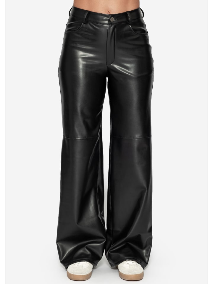 SASSYCLASSY Straight-Fit Thermo Hose aus Kunstleder in Schwarz günstig kaufen