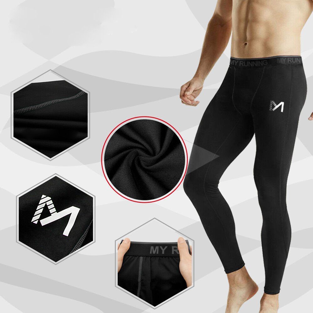 MEETYOO Funktionstights Herren Laufhose Leggins (Funktionshose Sporthosen, Sport Fitness Tights) Gym Running Fitness Kompressions Hose