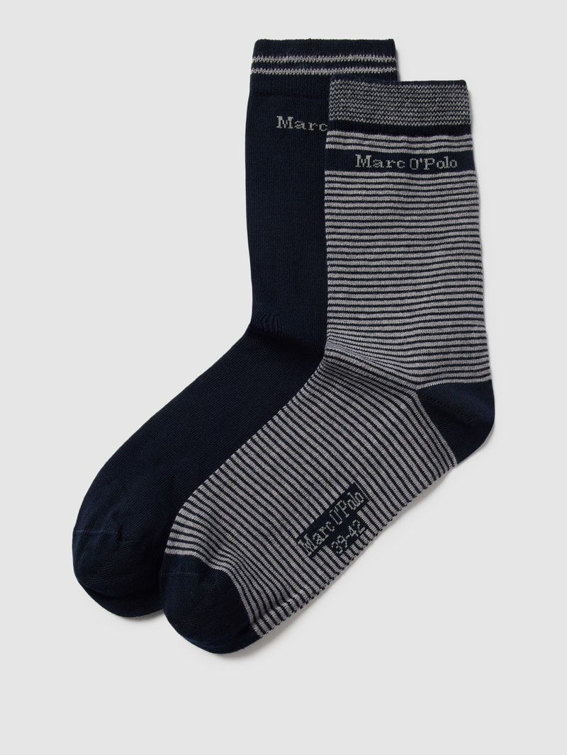 Socken mit Label-Detail im 2er-Pack Modell 'Helena' in marineblau