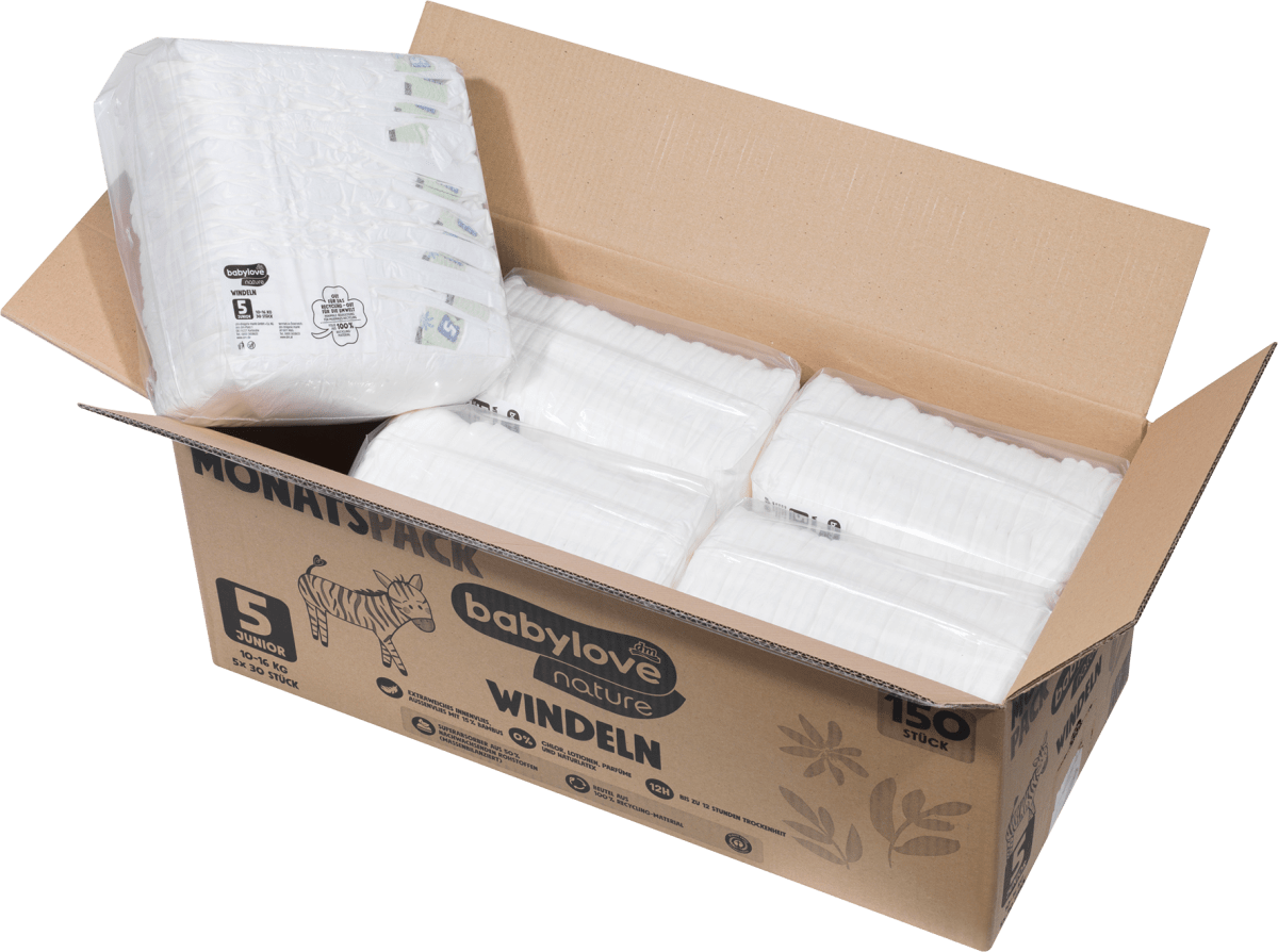 Windeln Gr. 5, Junior (10-16 kg), Monatspack, 150 St