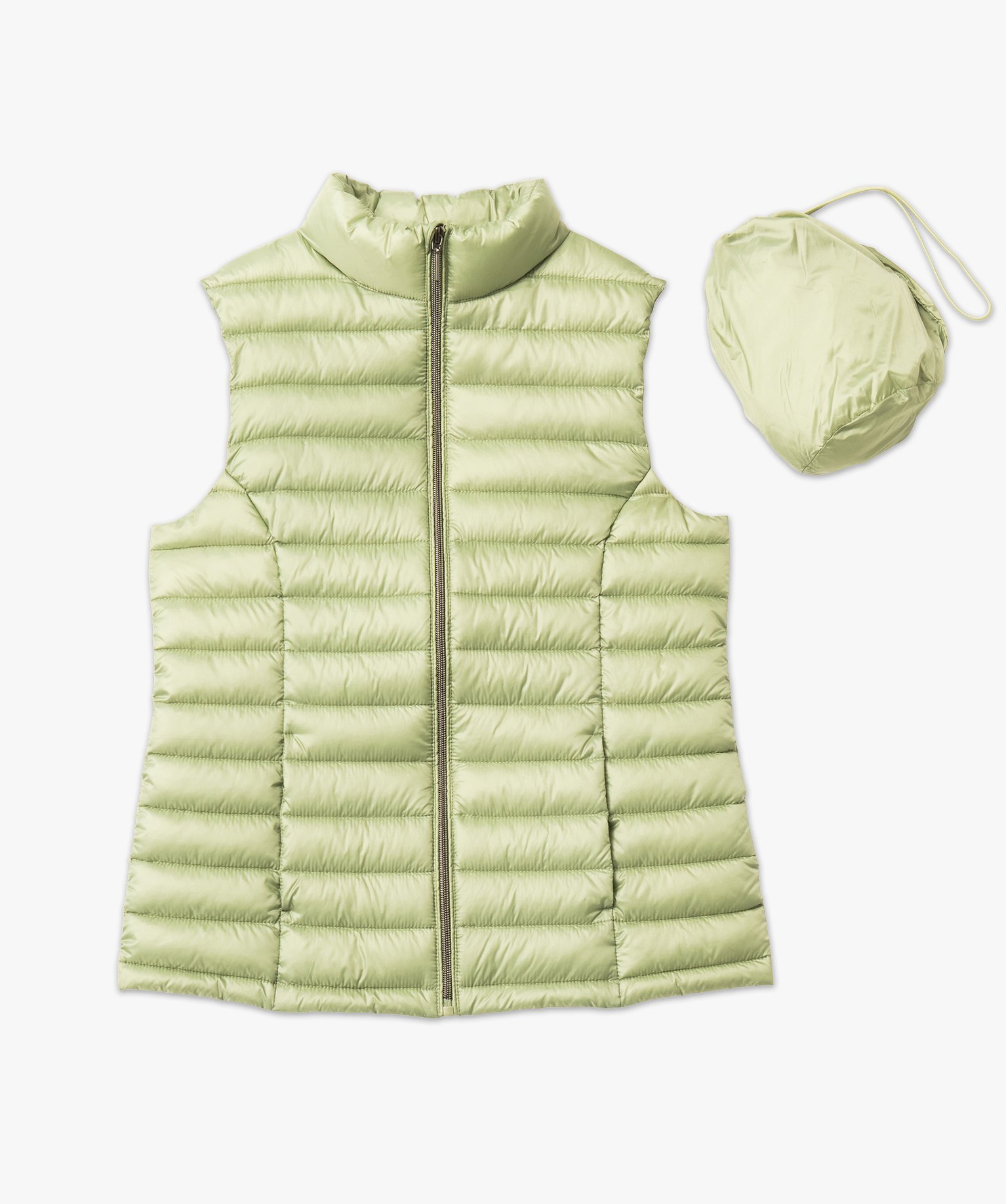 Doudoune sans manches avec col montant femme vert clair | GEMO