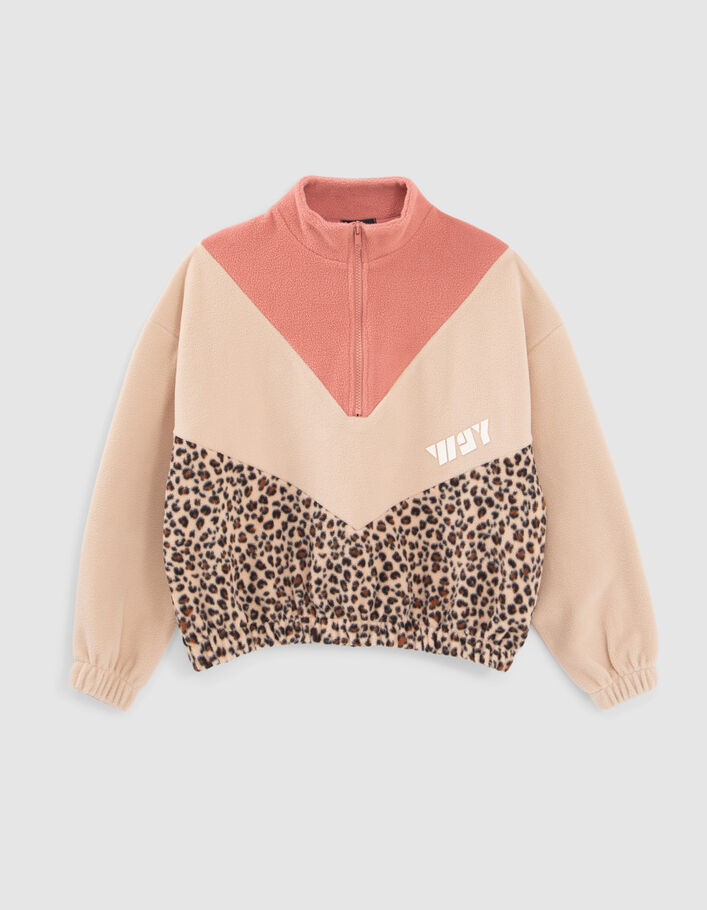 Sweat beige polaire esprit color block fille