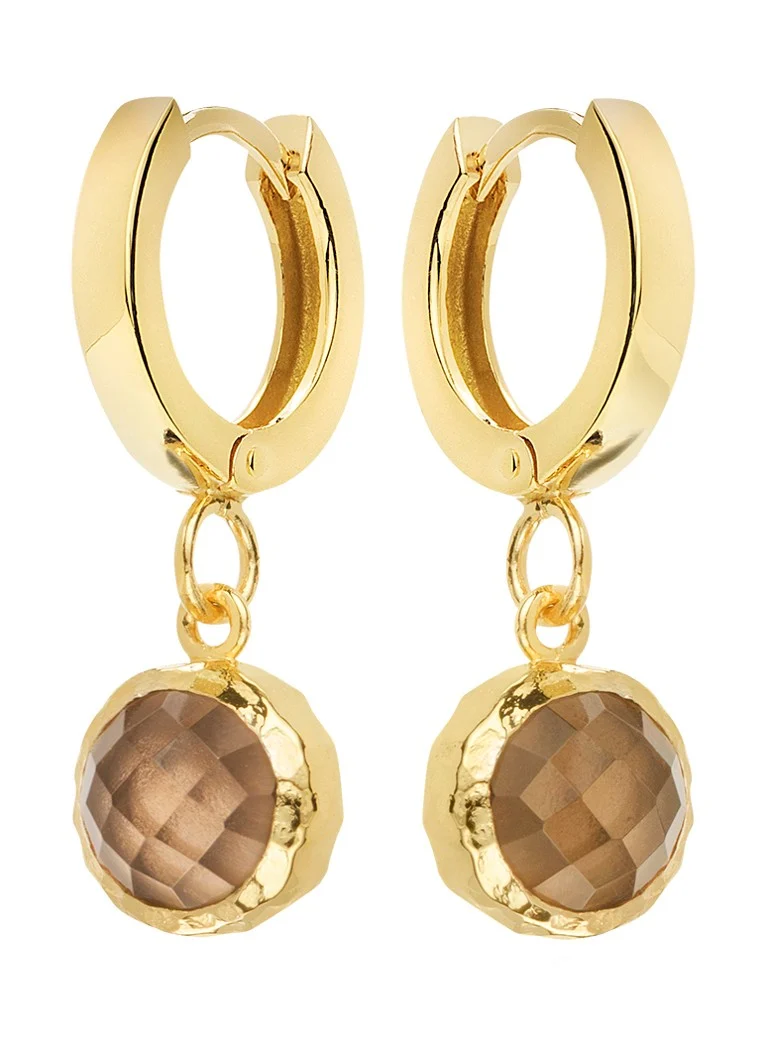 Casa Jewelry Amalfi pozlaćene naušnice od dimljenog kvarca