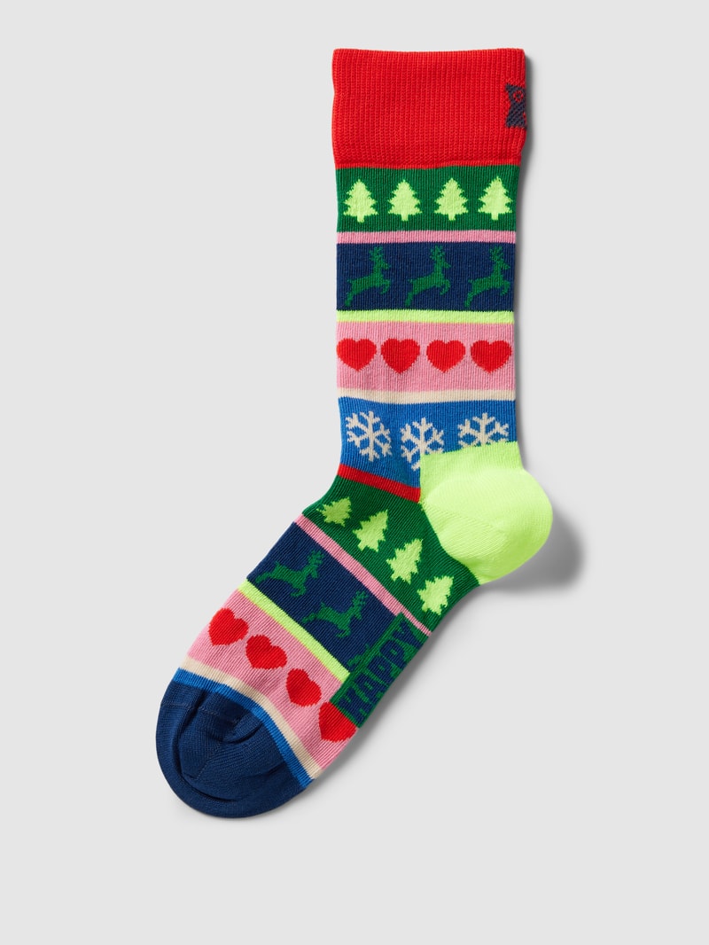 Socken mit Allover-Muster Modell 'Christmas' in hellrot
