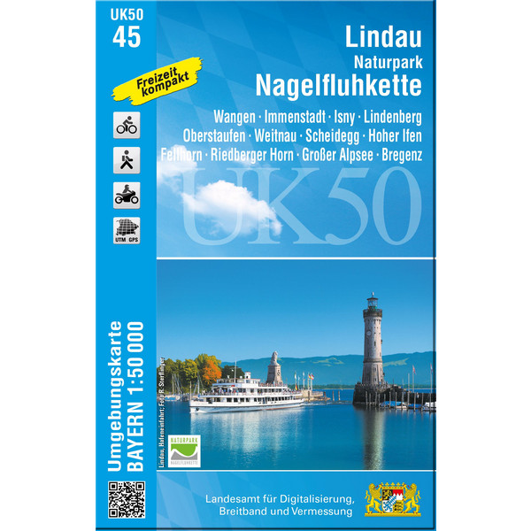 LINDAU, NATURPARK NAGELFLUHKETTE 1:50000 (UK50-45) - Wanderkarte
